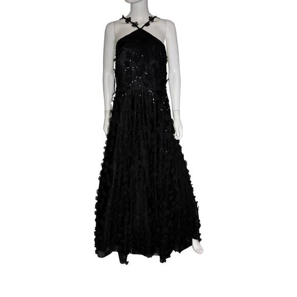 Eliza J Women’s Floating Flowers Halter Style Ball Gown Black Sz 10 NWT - Picture 2 of 9